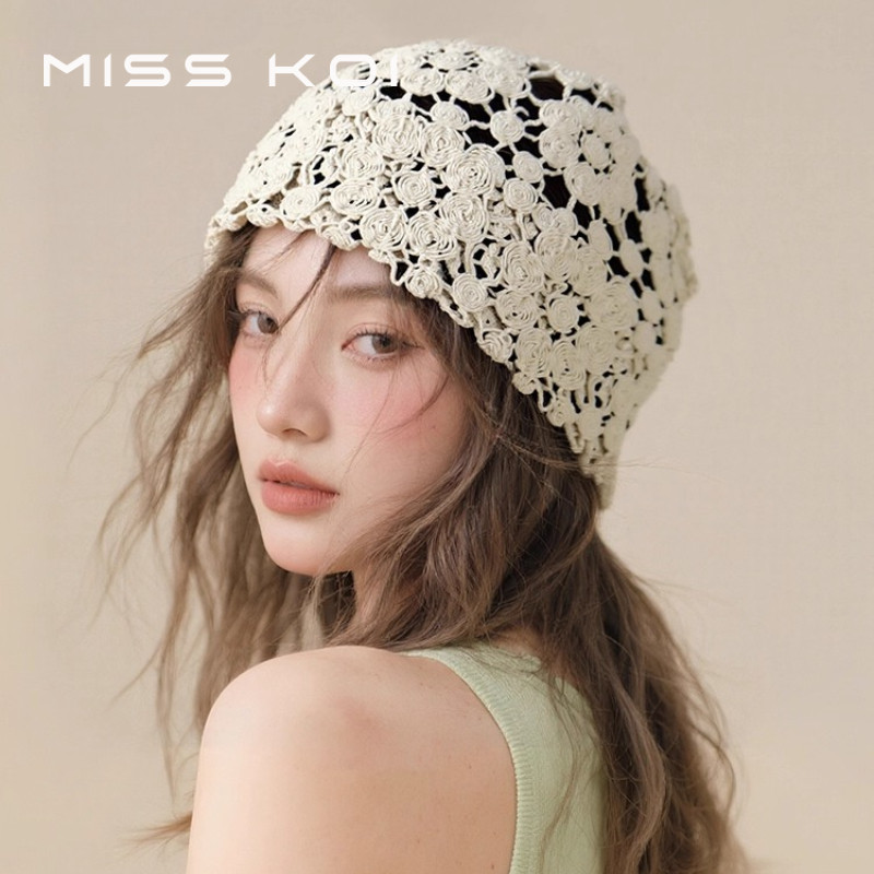 MISSKOI หมวกถักมือแบบญี่ปุ่น สำหรับผู้หญิง ทรงบางเบา เหมาะกับฤดูใบไม้ผลิและใบไม้ร่วง สไตล์เรโทรคลาสสิก