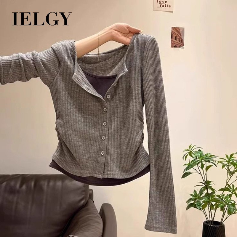 เสื้อยืดแขนยาวสำหรับผู้หญิง ดีไซน์ทรงกระชับ สไตล์เรียบง่ายและบางเบา