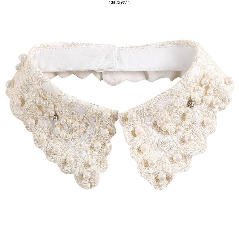 ปกเสื้อปลอมย้อนยุคลูกไม้มุกสร้อยคอผู้หญิงคอปลอมตกแต่งคอปกปกปกปลอม1psh