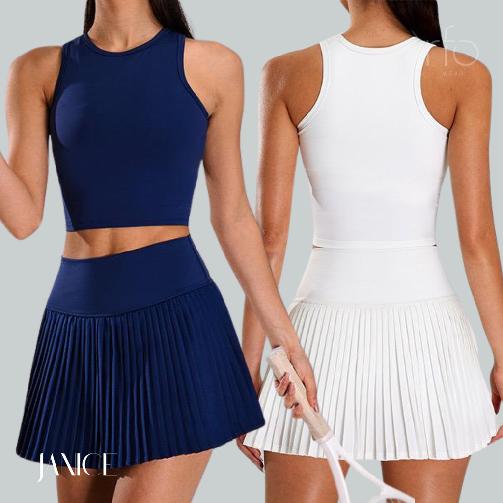 Janice Ribbed Sports Bra Tank and Tennis / Padel Pleated Skort