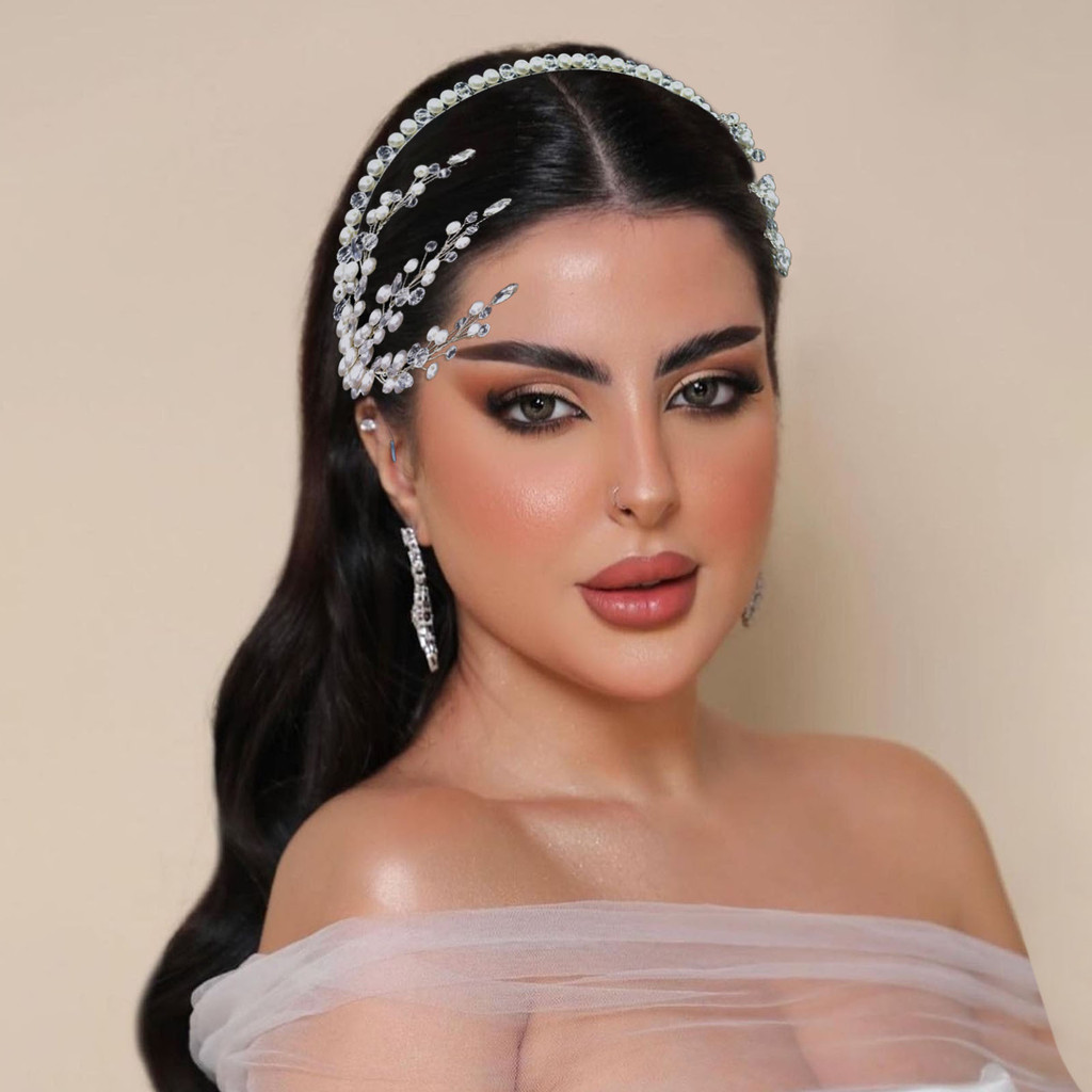 การค้าต่างประเทศที่ทําด้วยมือ ชม. หูฟัง ผ้าคลุมหน้าเจ้าสาวอุปกรณ์ผมแฮนด์เมดมุกความดันคาดศีรษะจัดแต่ง