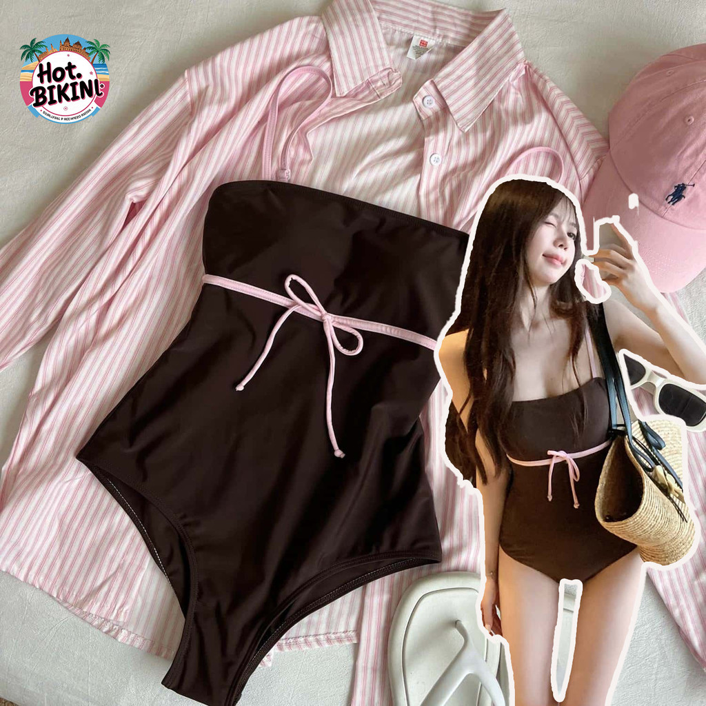 🤎Hot.Bikini🤎ชุดว่ายน้ำวันพีช ชุดว่ายน้ำสไตล์เกาหลีสำหรับผู้หญิง เซ็กซี่และเข้ารูป ทันสมัยและใช้งานได้หลากหลาย แห้งไว