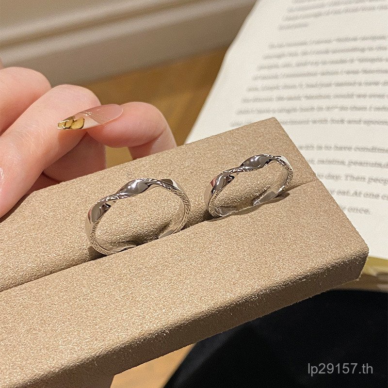 แหวนเงินสเตอร์ลิง S999 สำหรับทั้งชายและหญิง ดีไซน์ Möbius พิมพ์เขียว สไตล์หรูหรา 8B4G