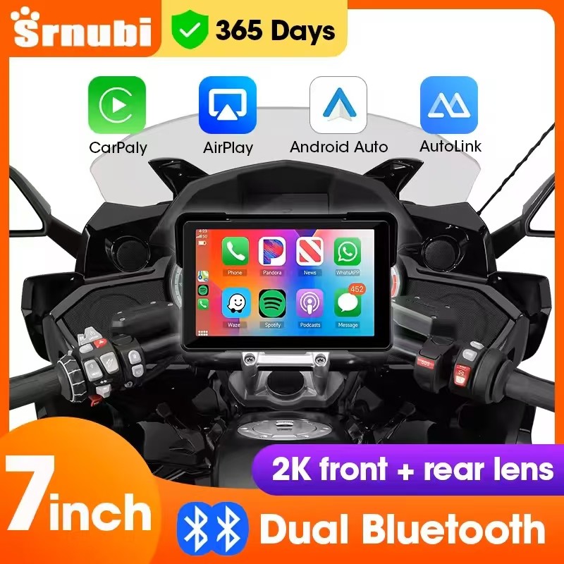 5/7 นิ้วรถจักรยานยนต์ DVR GPS Navigaton Wireless Carplay Android Auto Dash Cam IP67 กันน้ํา Dual Bluetooth Moto Monitor