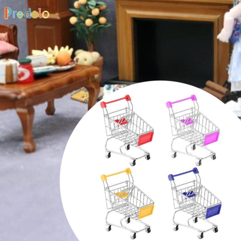[Predolo] 4x Mini Shopping Cart Storage Toy Doll House Decor Mini Supermarket