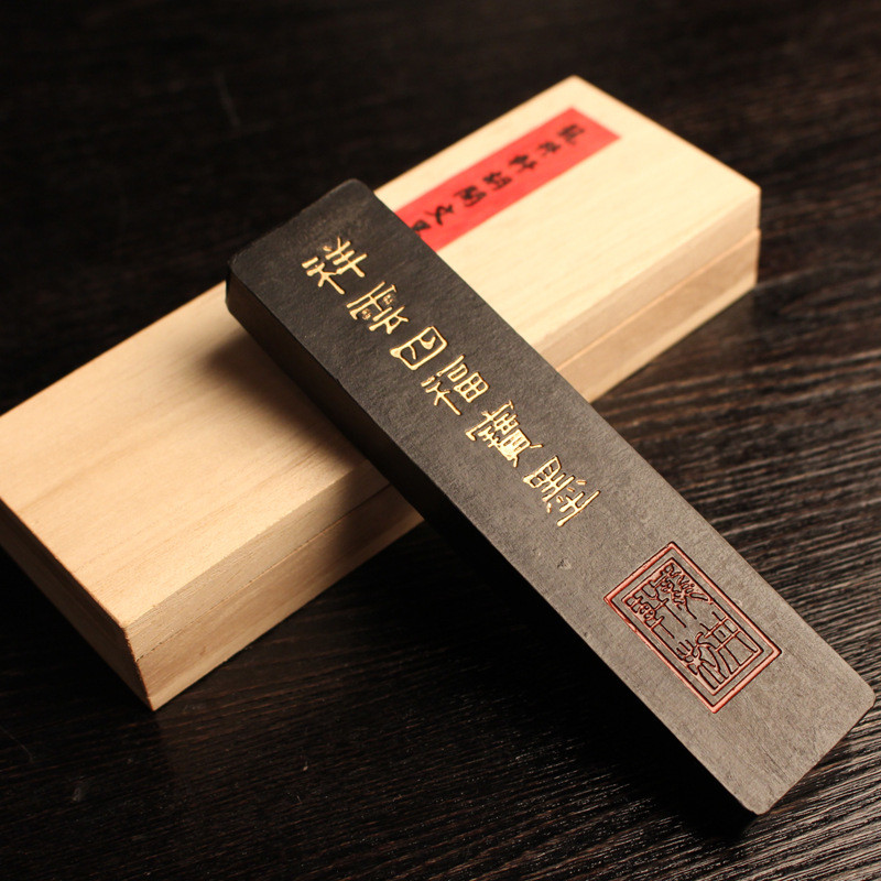 ☽☾หมึก 2 Liang สี่สมบัติศึกษา - หมึก Huizhou เก่า Hu Kaiwen - แท่งบล็อกควันสน - หมึก Huizhou คุณภาพ