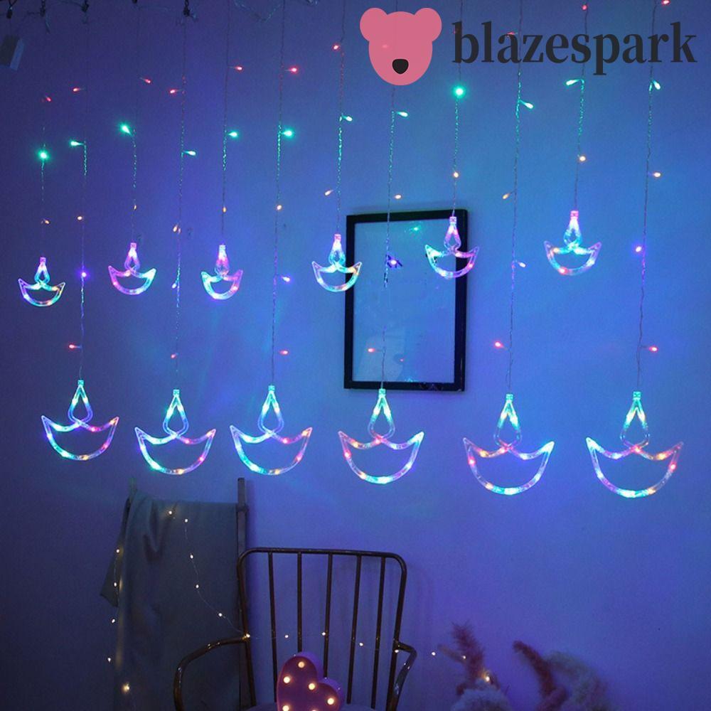 BLAZESPARK Diwali Light, รูปหัวใจ Happy Diwali ผ้าม่าน, คริสต์มาส USB Plug Brilliant Night LED Light