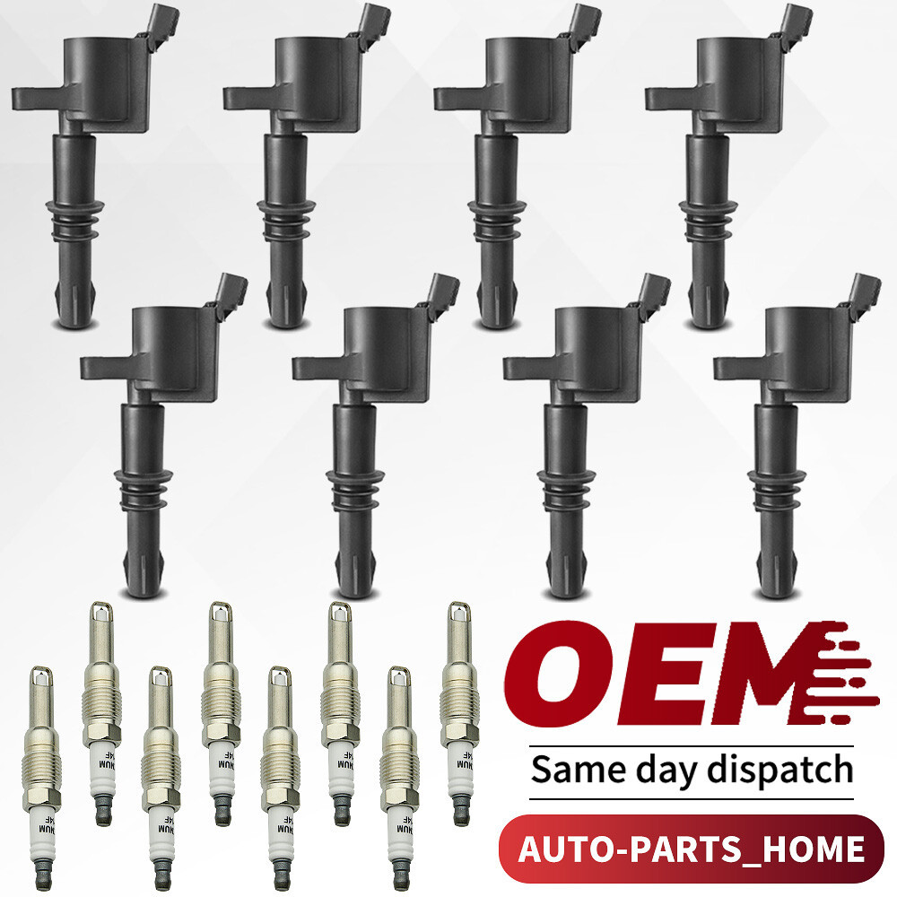 8X คอยล์จุดระเบิด DG511 + หัวเทียนสําหรับ 2004-08 Ford F150 Expedition 5.4L FD508