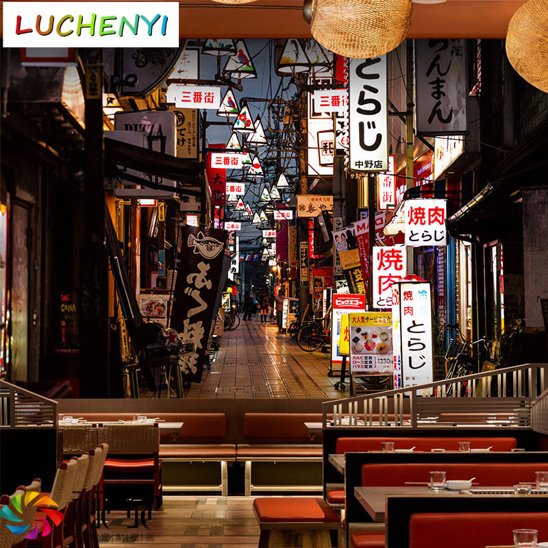 วอลล์เปเปอร์ Peel-and-Stick ธีมร้านอาหารญี่ปุ่นเรโทร Izakaya ตกแต่งผนังสไตล์ซูชิและบาร์