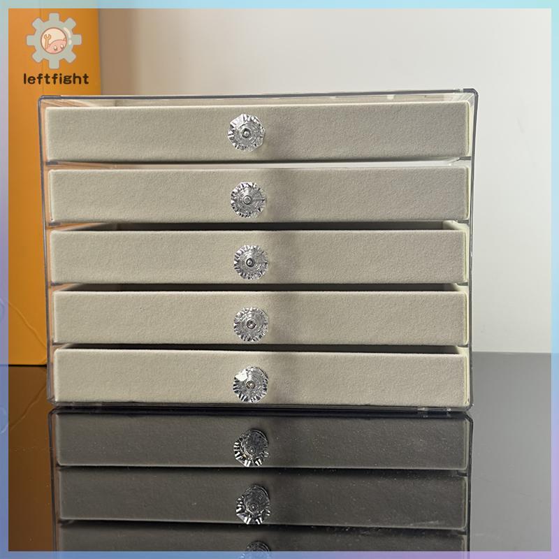 ซ้าย 1 ชิ้นความจุสูงห้าชั้นสักหลาดกล่องเครื่องประดับลิ้นชักกล่องเครื่องประดับจัดเก็บต่างหูสร้อยคอแหว