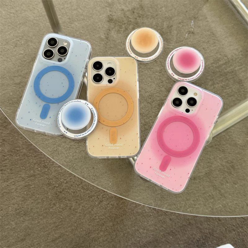 Macaron Splash Ink Round Magnetic Bracket Samsung S25 S24 S23 Ultra S22+S21 FE A31 A51 M32 เคสโทรศัพท์กันกระแทก