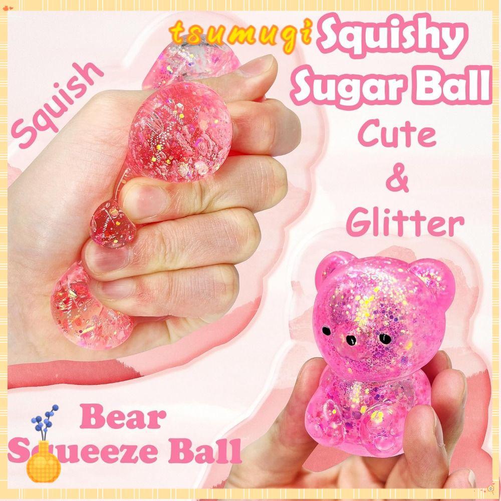 TSUMUGI Bear Squishy Fidget ของเล่น, น่ารัก Gummy Bear น้ําตาลความเครียด Ball Sensory ของเล่น, นุ่มต