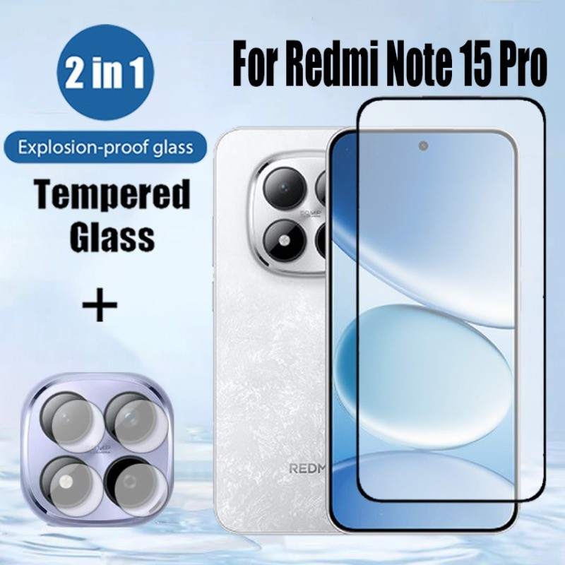 ฟิล์ม Redmi Note 15 Pro 5G 2 in 1 HD ป้องกันหน้าจอ สำหรับ กระจกนิรภัยสําหรับ สำหรับ Xiaomi Redmi Note 14 13 4G 5G 9D กระจกนิรภัย Flim สําหรับ