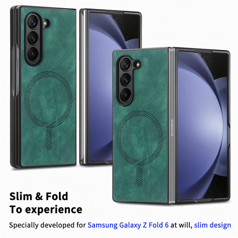 ใหม่สําหรับ Samsung Z Fold7 เคสโทรศัพท์ Fold7/6/5/4/3 ชาร์จไร้สายในตัวหนังธรรมดาเคสโทรศัพท์บางเฉียบ