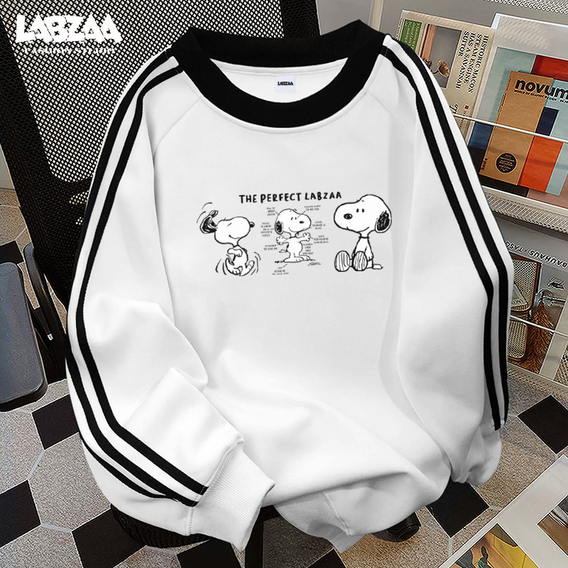 LABZAA เสื้อสเวตเตอร์คุณภาพสูง🔥แฟชั่นเกาหลี ลำลองแมทช์ลุคง่าย ลายพิมพ์ Snoopy ใส่สบาย ผ้าฝ้าย YG514