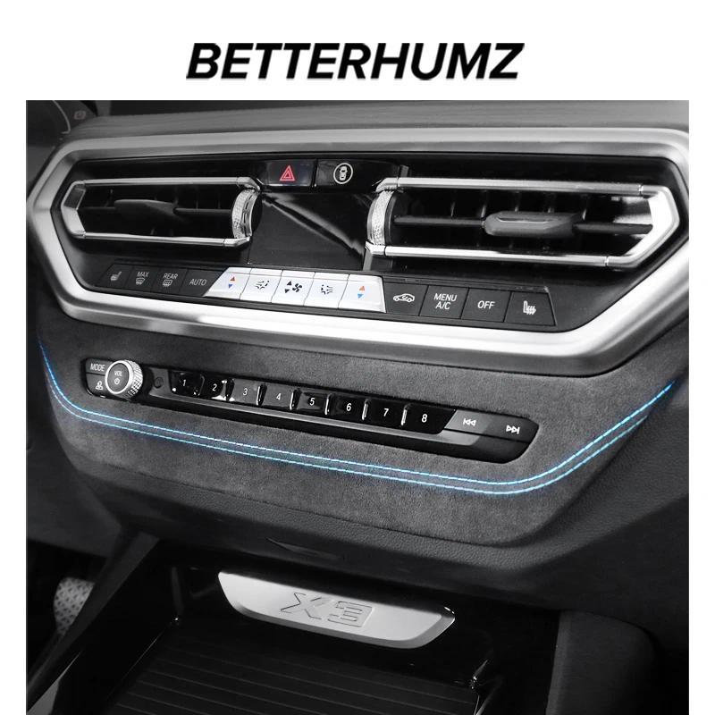 สําหรับ BMW X3 G01 G45 X4 G02 iX3 G08 ทําจาก Alcantara Wrap คอนโซลกลาง CD แผง Trim ฝาครอบภายในรถปรับ