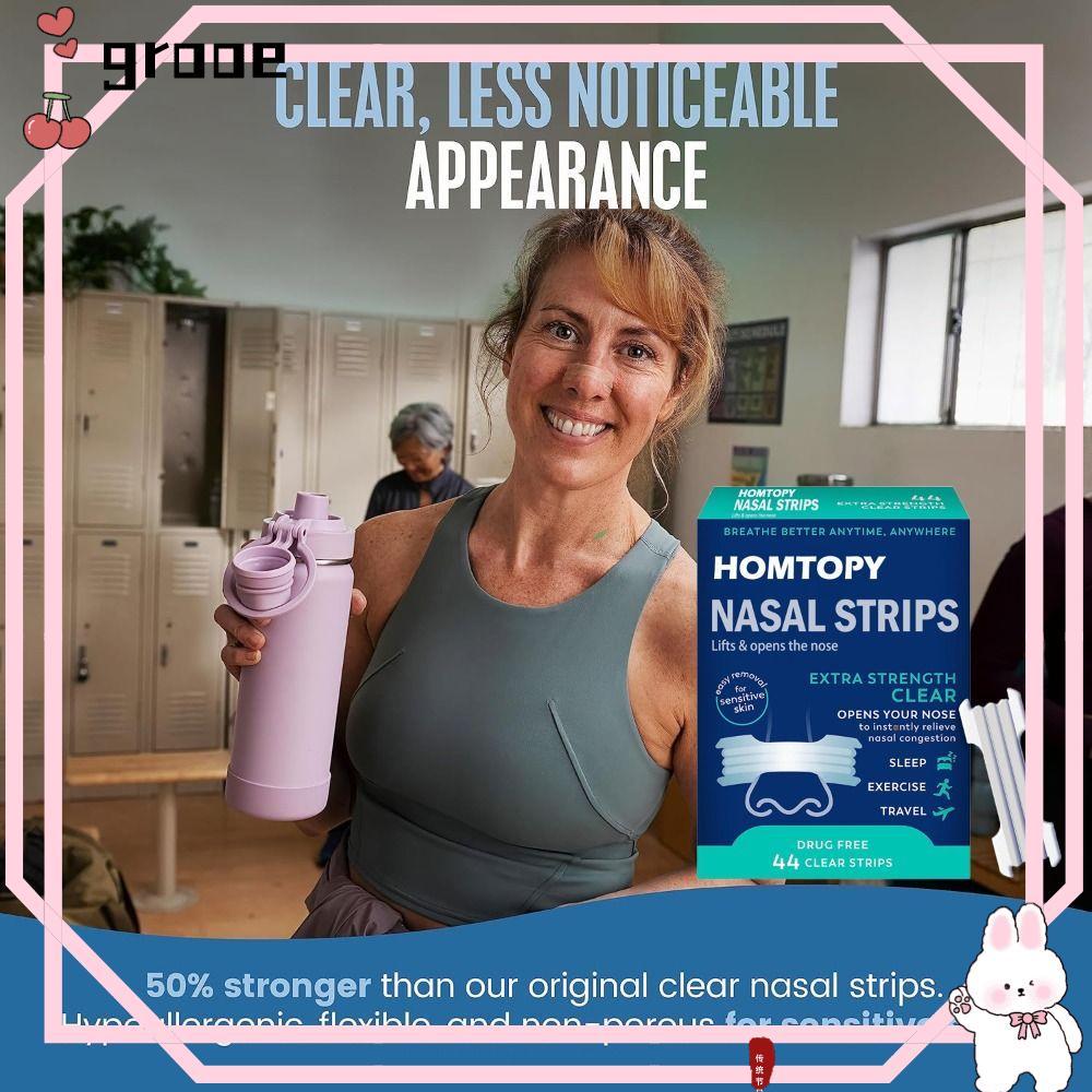 GROOE Nose Strips, Strong Sleeping Aid Sensitive Skin Stop Solution Extra Stronght Nasal Strip, ขวาซ