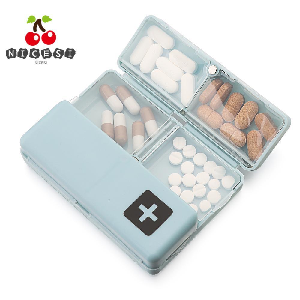NICESI Pill Box Pill Container สําหรับกระเป๋าแบบพกพาพร้อมฝาปิดคู่รายสัปดาห์
