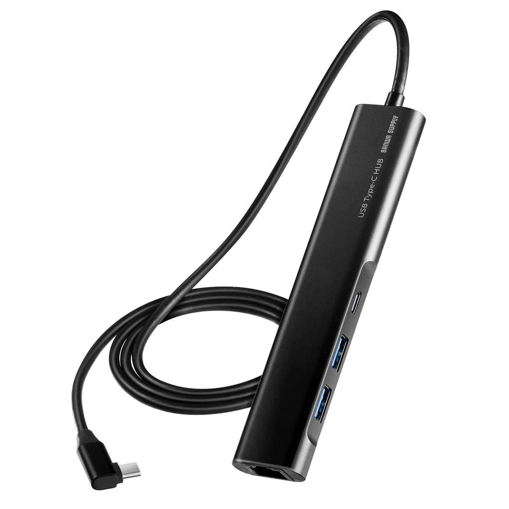 Sanwa Direct Type-C Docking Station HDMI 4K PD 100W LAN Type-A x 2 5-in-1 Cable Length 1m L-shaped C
