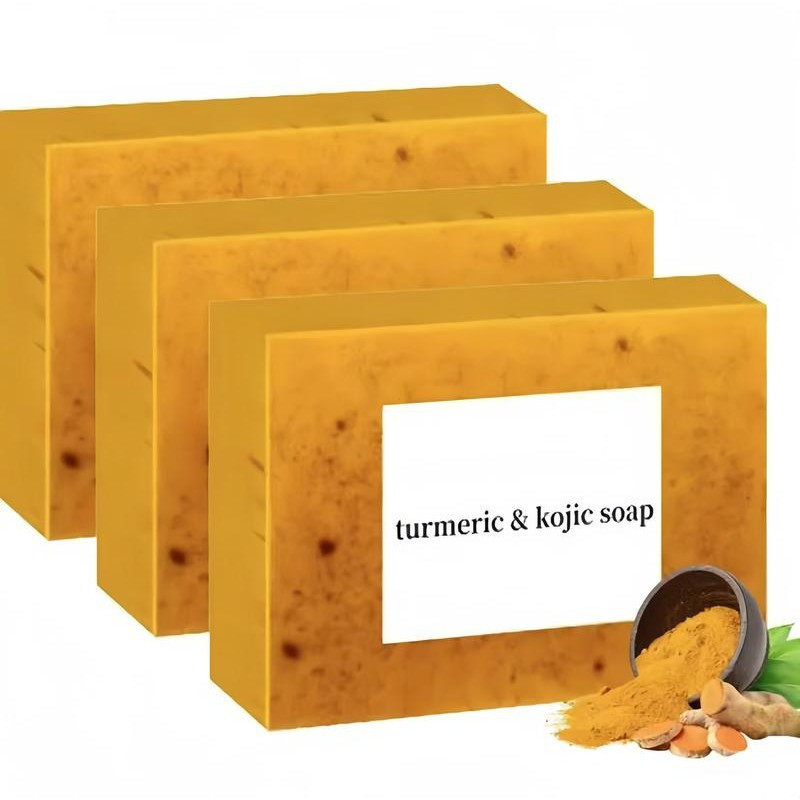 3Packaged Lemon ขมิ้น Kojic Acid Soap Lemon Kojic Acid Soap Block สบู่ขมิ้นบล็อก Kojic Acid Soap Fac