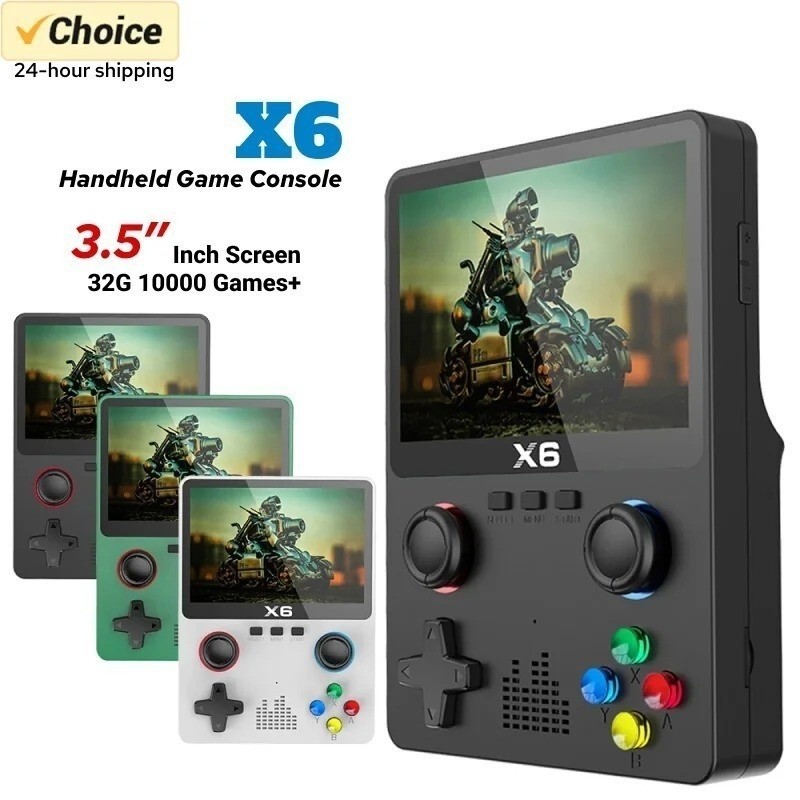 X6 Retro Video Game Console 3.5inch Handheld Game Player 10000+ Classic Games Children Gifts