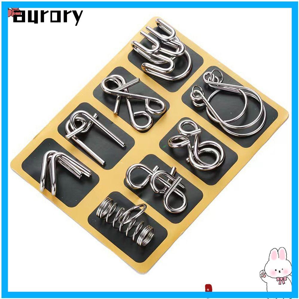 AURORY ชุดปริศนาลวดโลหะ 8 ชิ้น, สมอง Teaser โลหะเหล็ก Link ปลดล็อคเกม Interlock, Vintage Disassembly