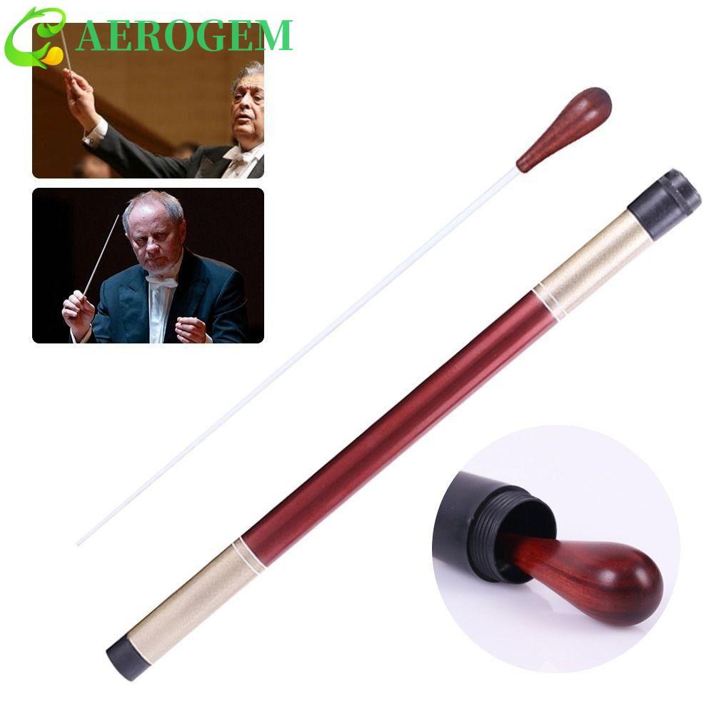 AEROGEM แท่งตัวนํา, ท่อไฟเบอร์ไม้มะเกลือไม้ Orchestra Band, Baton Concert Conducting Pear Shaped Handle Rosewood แบบพกพาเพลง Conductor Baton