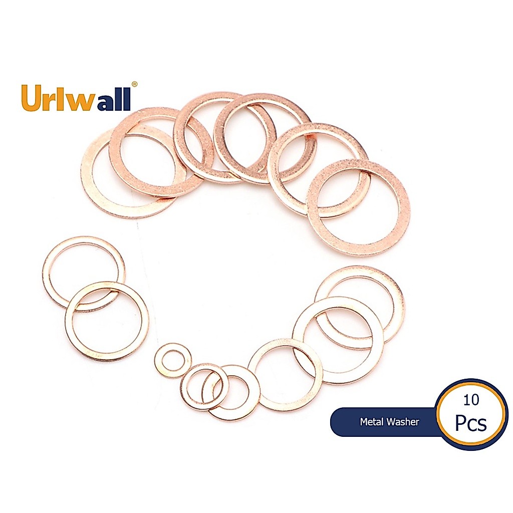 Urlwall 10 ชิ้นเครื่องซักผ้าทองแดง Shim แหวนแบนปะเก็นแหวนฮาร์ดแวร์อุปกรณ์เสริมพิเศษ Seal Plain Spacer เครื่องซักผ้า Fastener