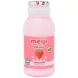 เมจินมสดรสสตรอเบอร์รี่ 200ซีซี Meiji Pasteurized Milk Strawberry 200cc. [หมายเลขบาร์โค้ด 8850329120611 ]