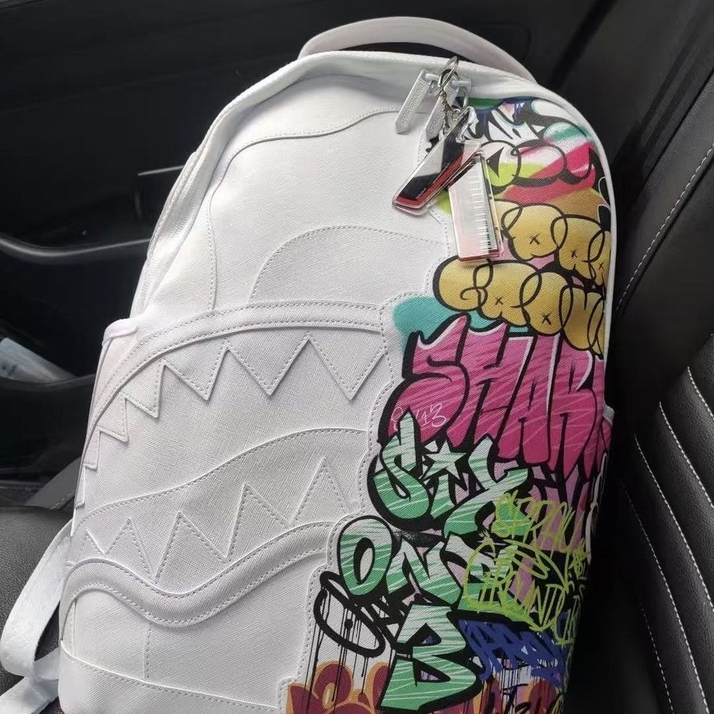 SG Sprayground Shark Casual Student Backpack Fashion Graffiti Trend