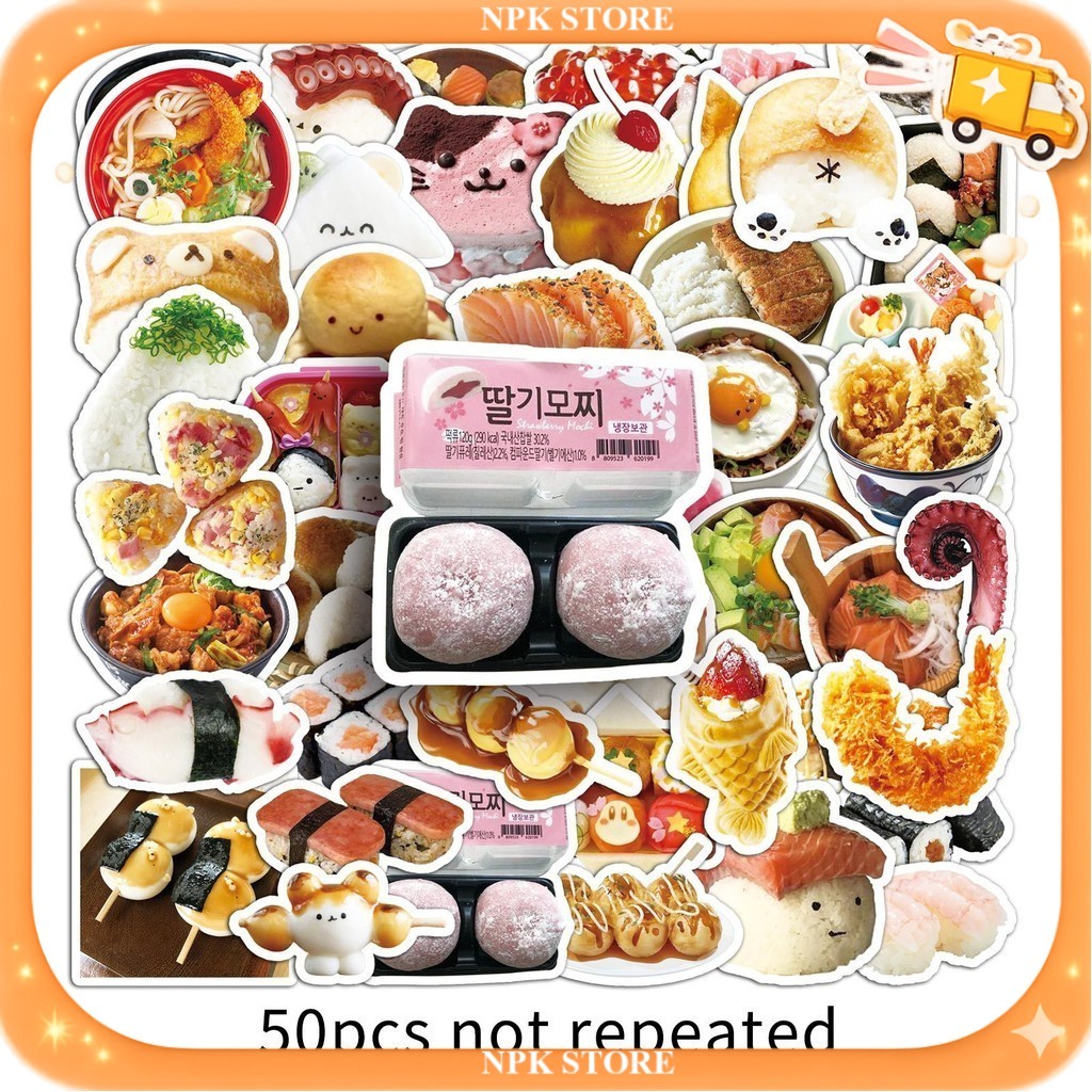 🔥🇹🇭พร้อมส่ง🇹🇭🔥 50แบบ Sticker หน้าสัตว์ อาหารญี่ปุ่น ข้าวปั้น ซูชิราเมน Japan food face animal cartoo