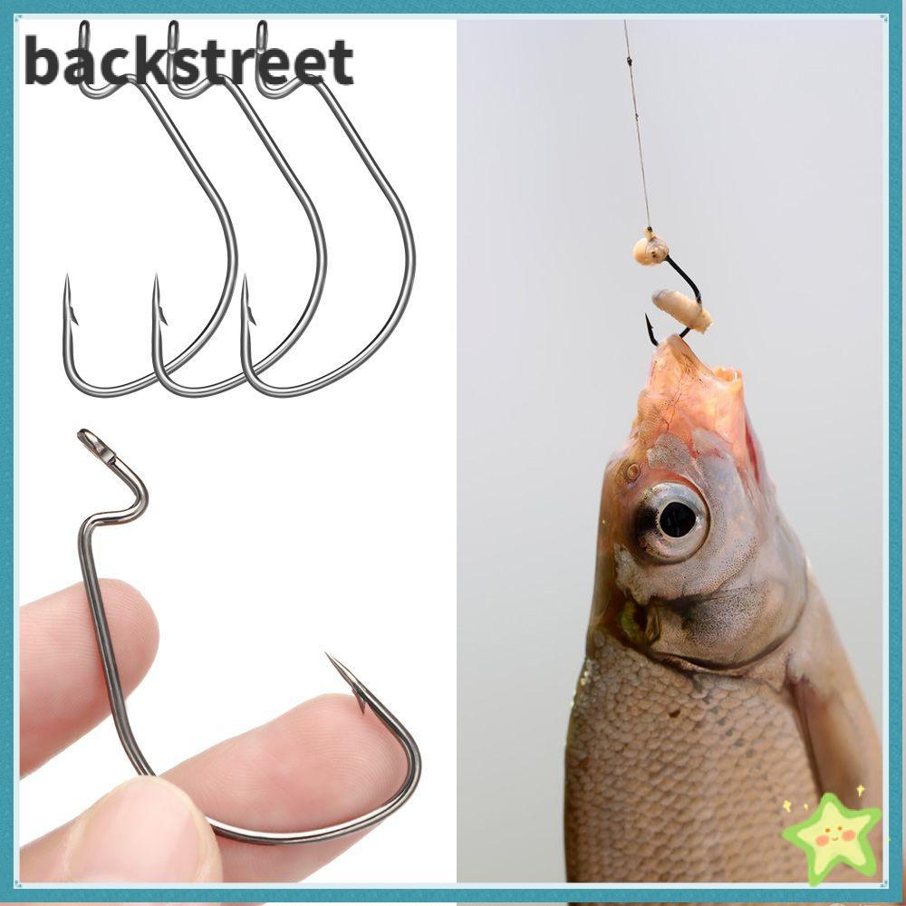 BACKSTAGEREETDV 10pcs Fishing Hook Offset Barbed Softjerk Outdoor Worm Hook