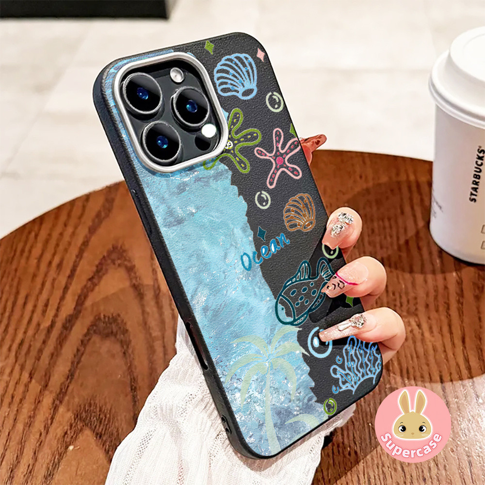 Ocean PU หนังเคสโทรศัพท์สําหรับ Vivo Y200 Y200E Y100 Y17s Y29 Y29S Y19 Y19E Y19S Y20 Y20s Y20i Y20A 