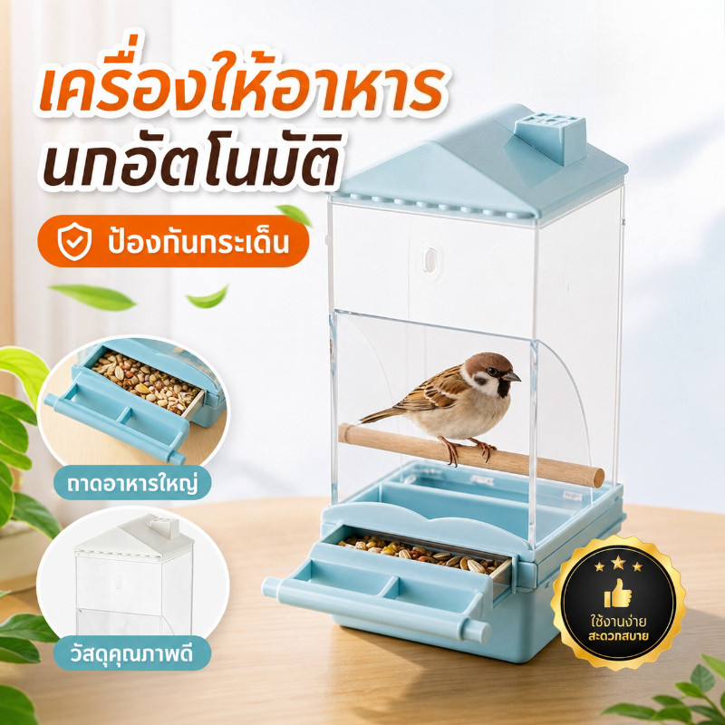 WePet COD เครื่องให้อาหารนกอัตโนมัติ กล่องให้อาหารนกสำหรับกรง ป้องกันกระเด็น อะคริลิคโปร่งใส สะดวกสบายสำหรับกรงนก
