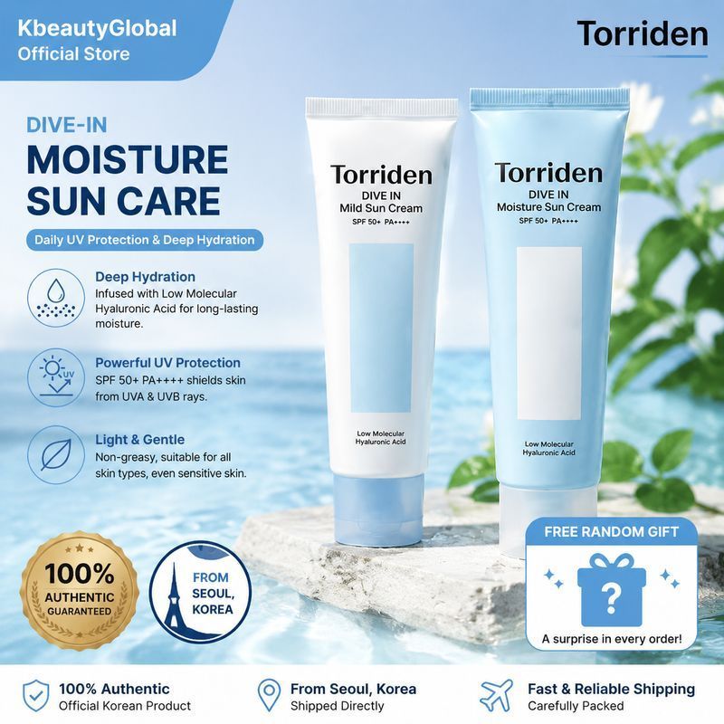 Torriden Sunscreen 60ml - Mild Sunscreen & Moisturizing Sunscreen, SPF50+ PA++++, ครีมกันแดดเกาหลี