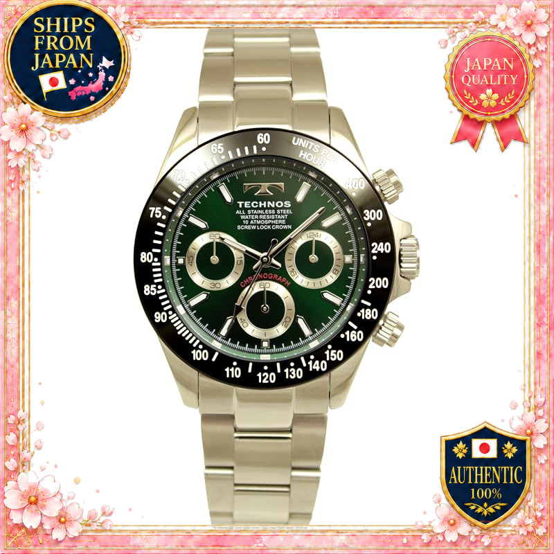 TECHNOS Chronograph Watch T4C02BM 10 ATM Water Resistant