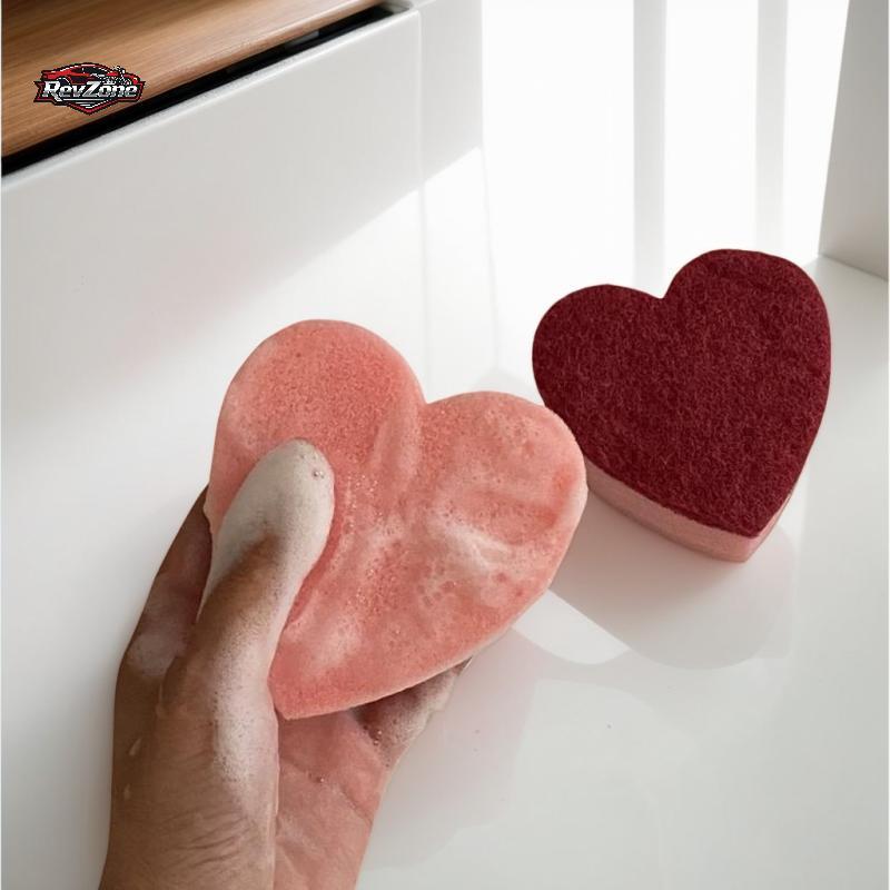 [น่าสนใจ] 10 ชิ้นฟองน้ําหัวใจ Heavy Duty Pad Strong Decontamination จานผ้าเช็ดตัวรูปหัวใจน่ารักไม่ขูดอุปกรณ์ครัวใหม่