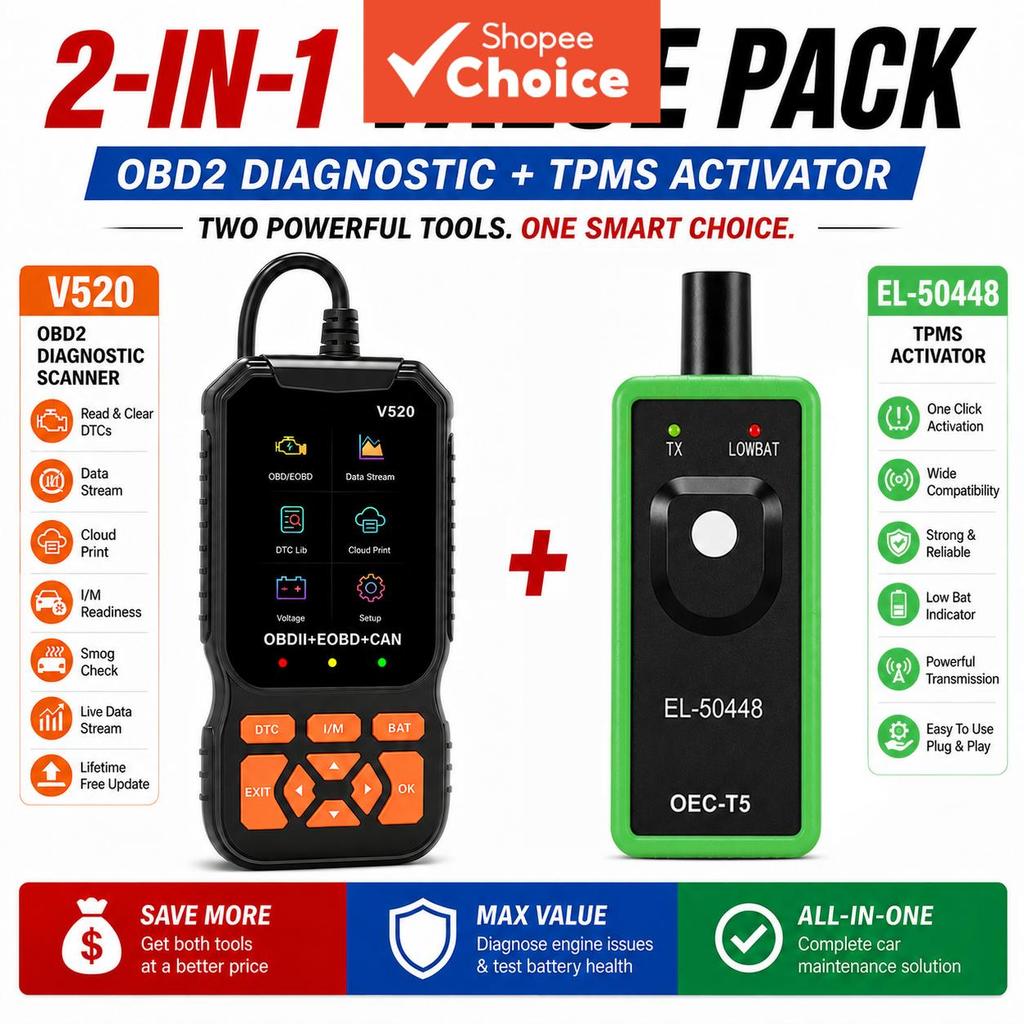 Obd2 Scan Tool Gm Tpms Kit V520 El-50448 เปิดใช้งานเครื่องอ่านหลายภาษา