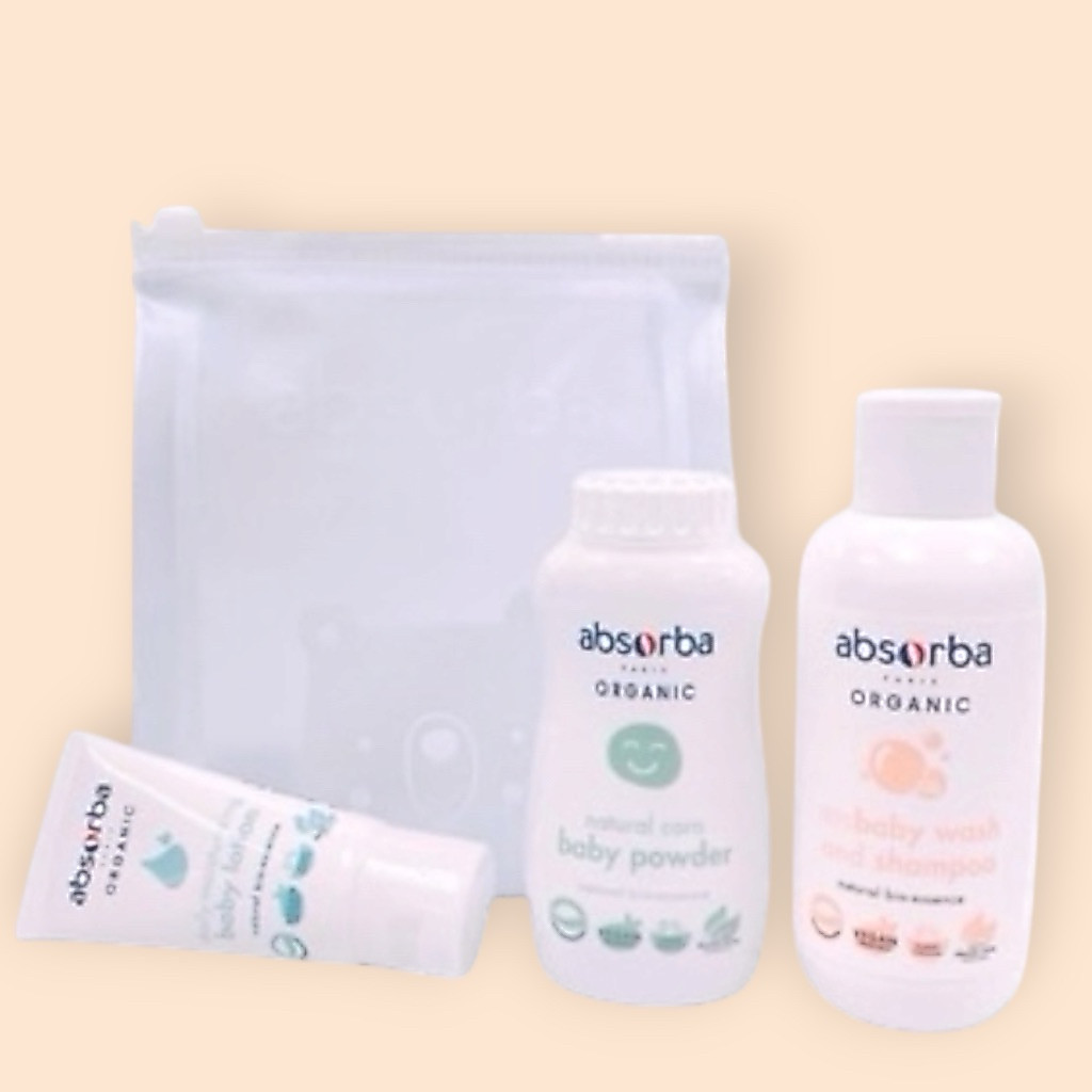 Absorba Travel set อาบสระ 100 ml+แป้ง 30 กรัม+โลชั่น 30 ml