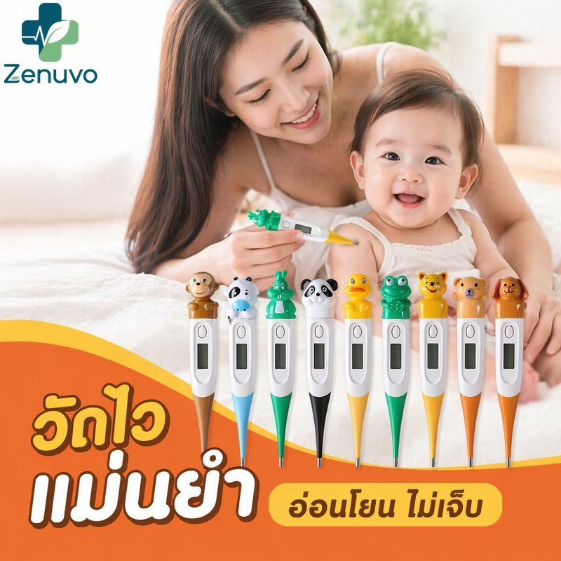 เครื่องวัดอุณหภูมิอิเล็กทรอนิกส์เครื่องวัดอุณหภูมิแบบดิจิตอลปลายอ่อนการออกแบบการ์ตูนหน่วยความจําอ่านหนังสืออย่างรวดเร็