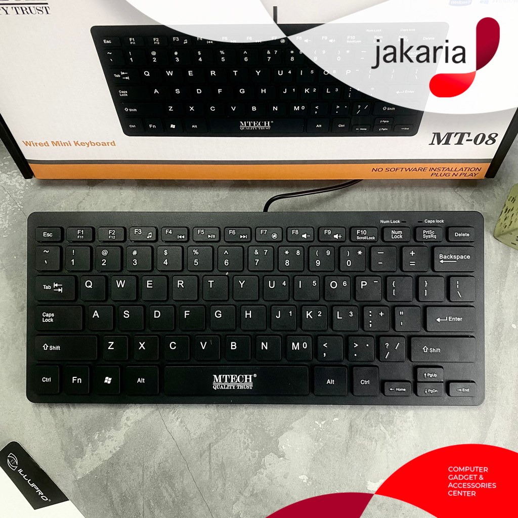 M-TECH Mini Keyboard USB สีดํา MT08 แป้นพิมพ์แล็ปท็อป Mini USB แบบมีสาย MT-08