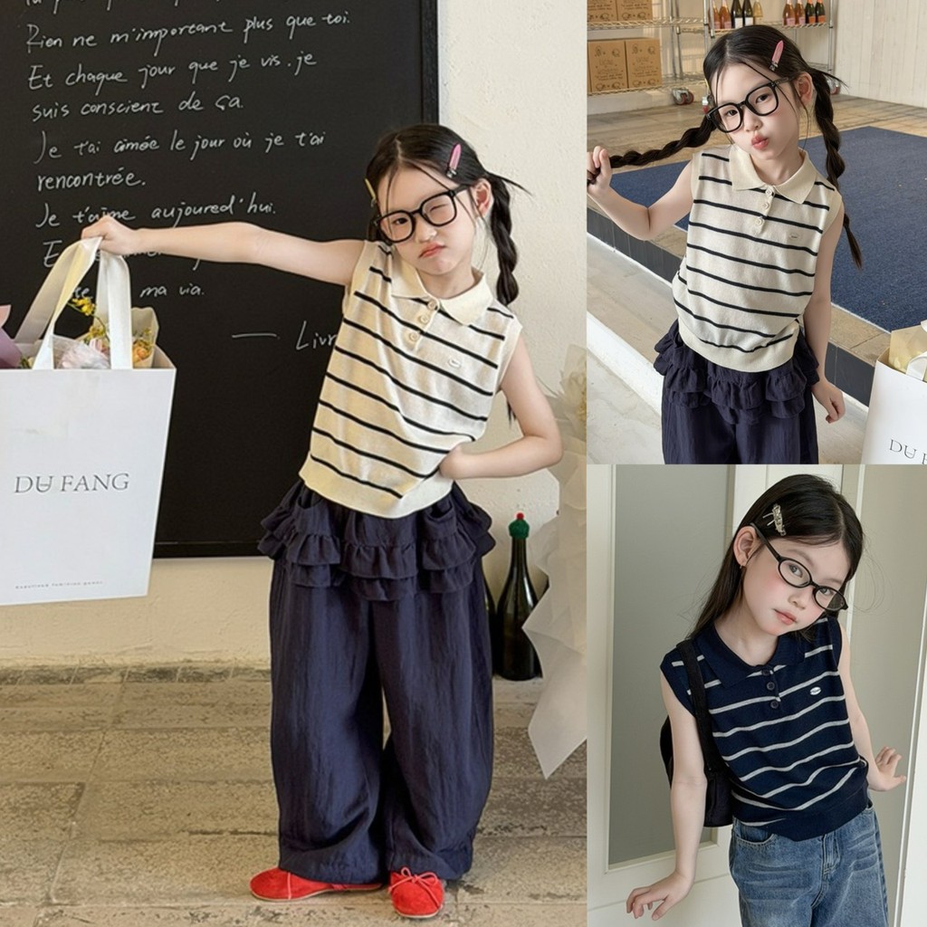 PRETTY BABY กางเกงเด็ก กางเกงขายาว แต่งระบาย (2305)