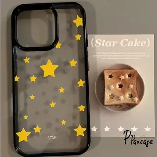 เคสใสดำ ลายดาว สไตล์มินิมอลกันกระแทก เคสไอโฟน16 17 13สำหรับ IPhone 15 11 17 16 14 13 12 Pro Max 14 15 16 Plus