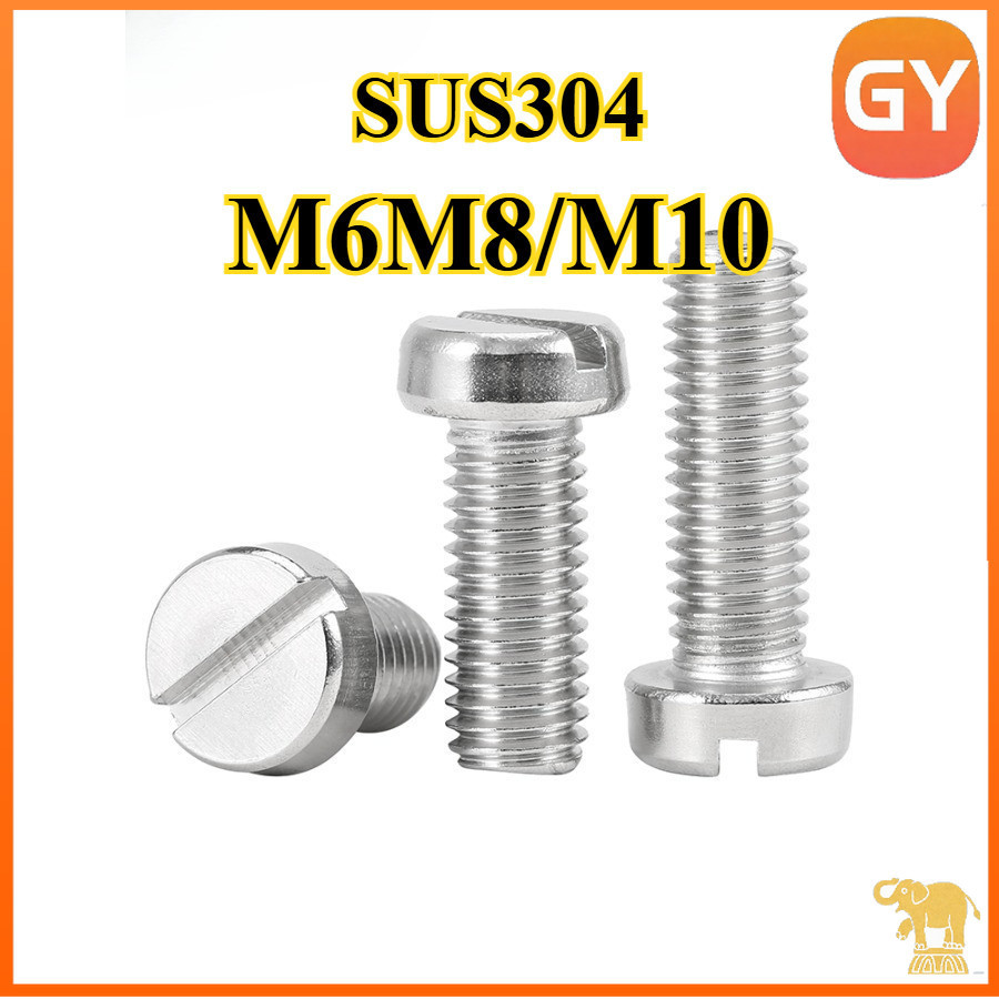 304 สแตนเลส one-slot สกรูหัวทรงกระบอก GB65 สกรู slotted หัวกลม bolt M6M8/M10[GY-YL]