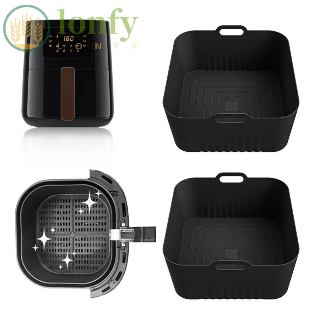 LONFY Air Fryer Mould, Reusable 4-5L Air ซิลิโคน Liners, Airfryer อุปกรณ์เสริม 17 ซม.สแควร์ Airfryer