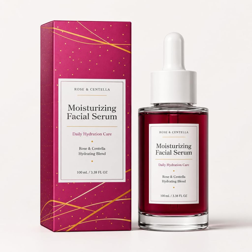 Moisturizing Facial Serum 100 mL, Rose & Centella Hydrating Face Serum with Dropper (2pcsRose & Cent
