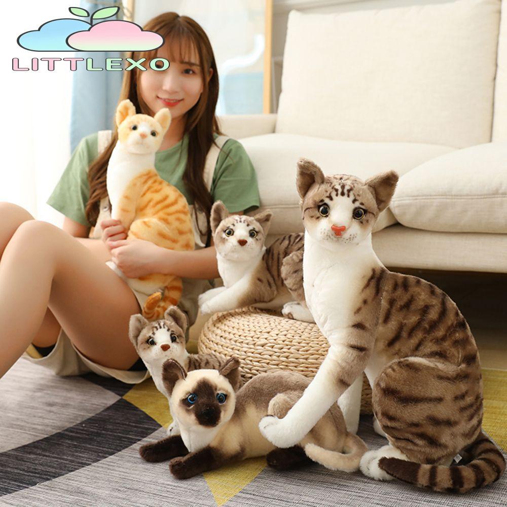 เล็กน้อย จําลองแมวของเล่นสัตว์เลี้ยงของเล่นสยามแมวสีส้มแมวเด็กตุ๊กตาจําลอง