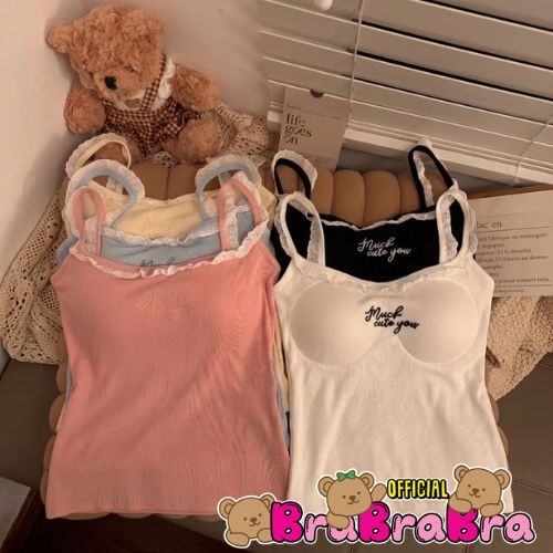[ส่งจากไทย] 𝑩𝒓𝒂𝑩𝒓𝒂𝑩𝒓𝒂 #bra-322 เสื้อสายเดี่ยว มีฟองน้ำ แต่งลูกไม้ สีพาสเทล