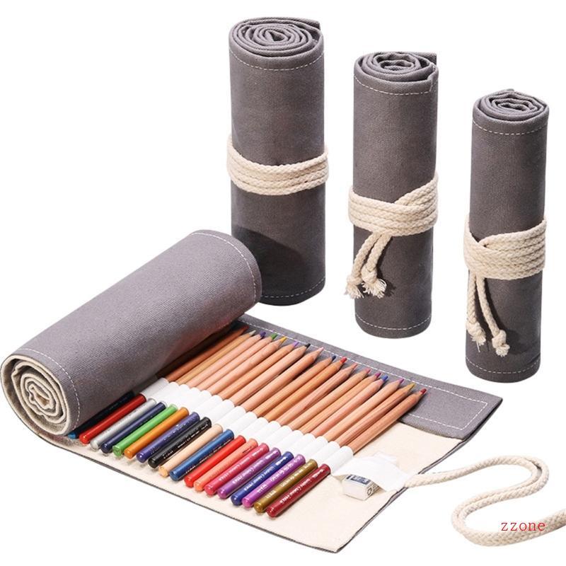 Zzz ผ้าใบแปรงทาสี Roll-Up Case สีน้ําแปรงทาสี Pouches Holder Brush Case