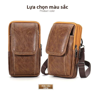การจัดส่งสต็อกในพื้นที่ กระเป๋าคาดเอวโทรศัพท์ของผู้ชายแบบสบาย ๆ กันน้ําหนัง ปู่ กระเป๋าสตางค์แบบพกพากลางแจ้ง